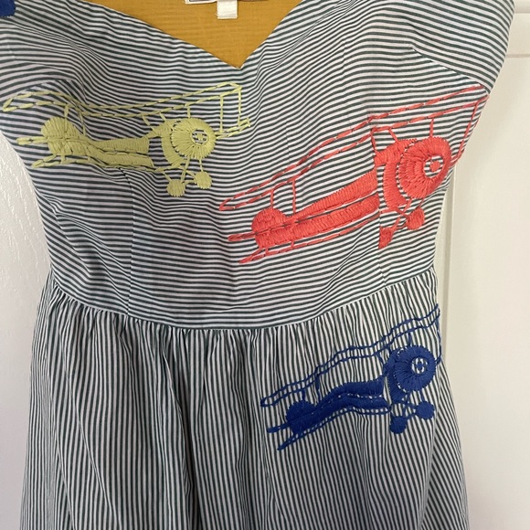 Moulinette Soeurs airplane pinstripe dress cotton summer sundress ✈️ - Picture 7 of 17